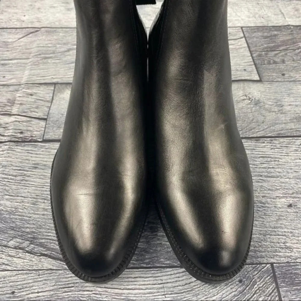 NEW zara bootie black leather ankle boots elastic GUSSET pull on womens 11 EU 42 - Picture 11 of 16
